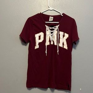 PINK Campus Lace Up Tee
